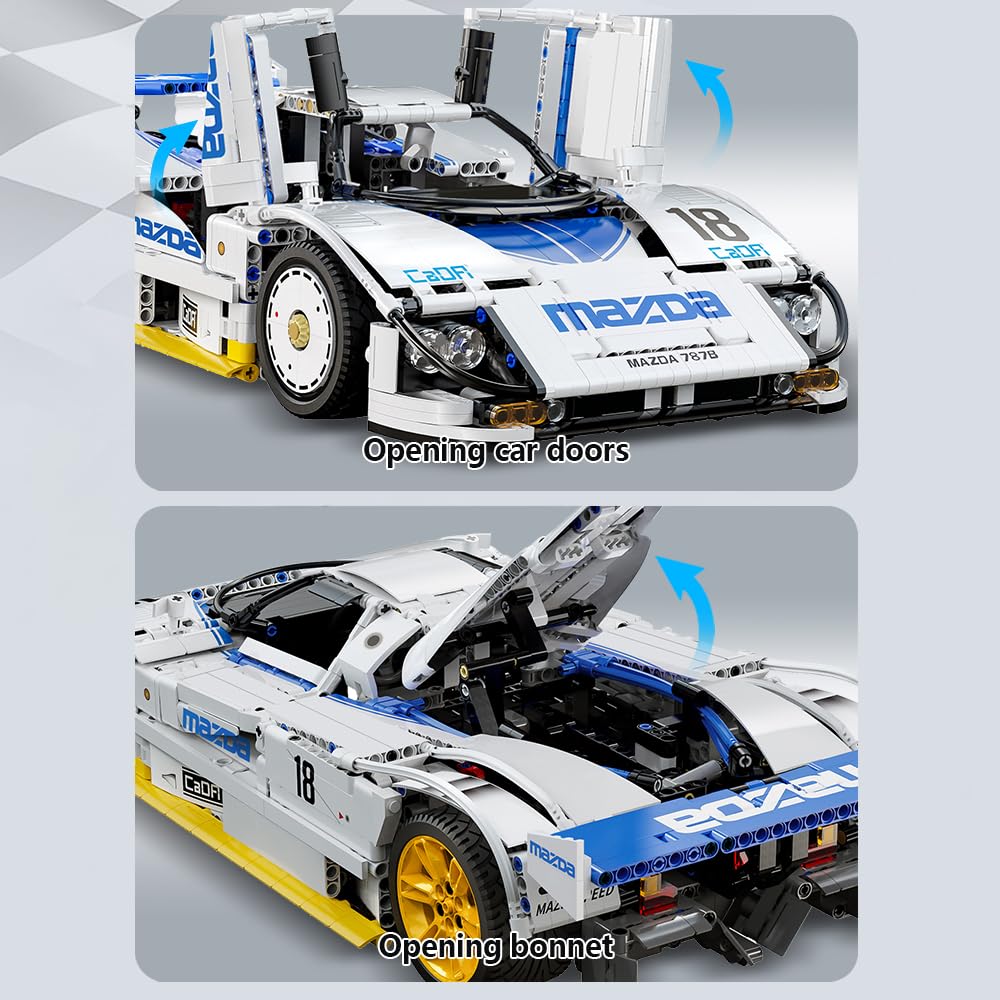 CaDA C63007W Mazda 787B 1:10 Licensed Racing Car Model - 1797 Pieces with Rotary Engine Simulation