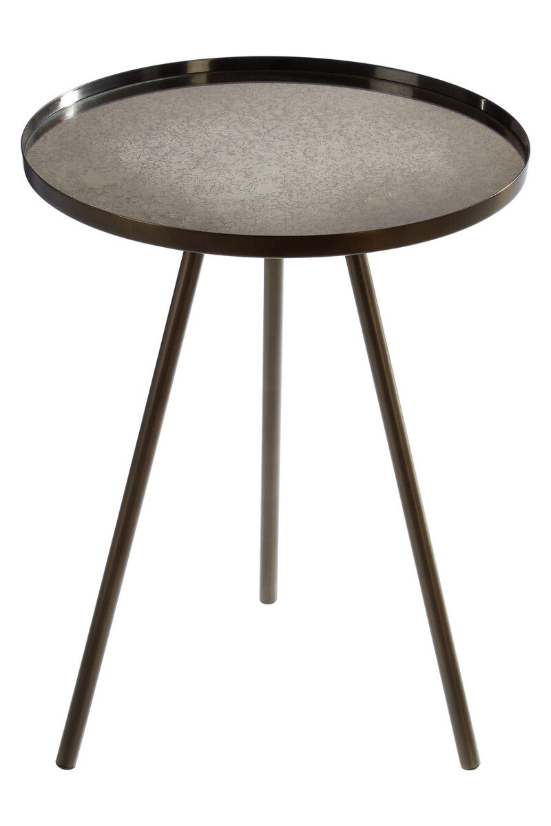 Corra Black Finish Side Table with Antique Glass Top