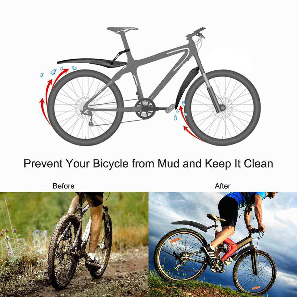 2x Bicycle Mud Guard Fenders Set Mountain Bike Mudguards Front Rear Set