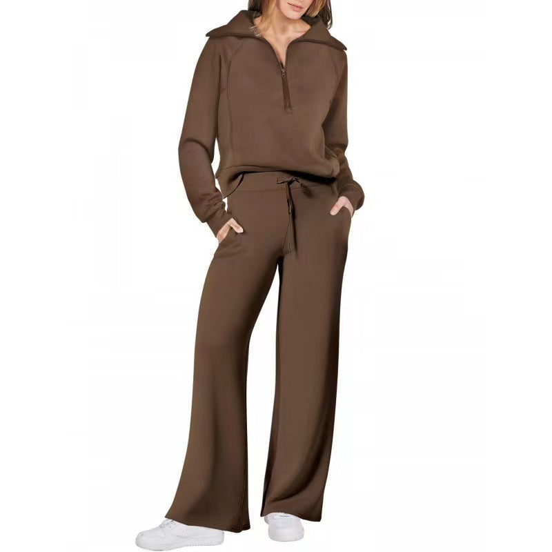 Europe And America Foreign Trade Autumn And Winter Fashion Casual Sport Two-piece Set For Women