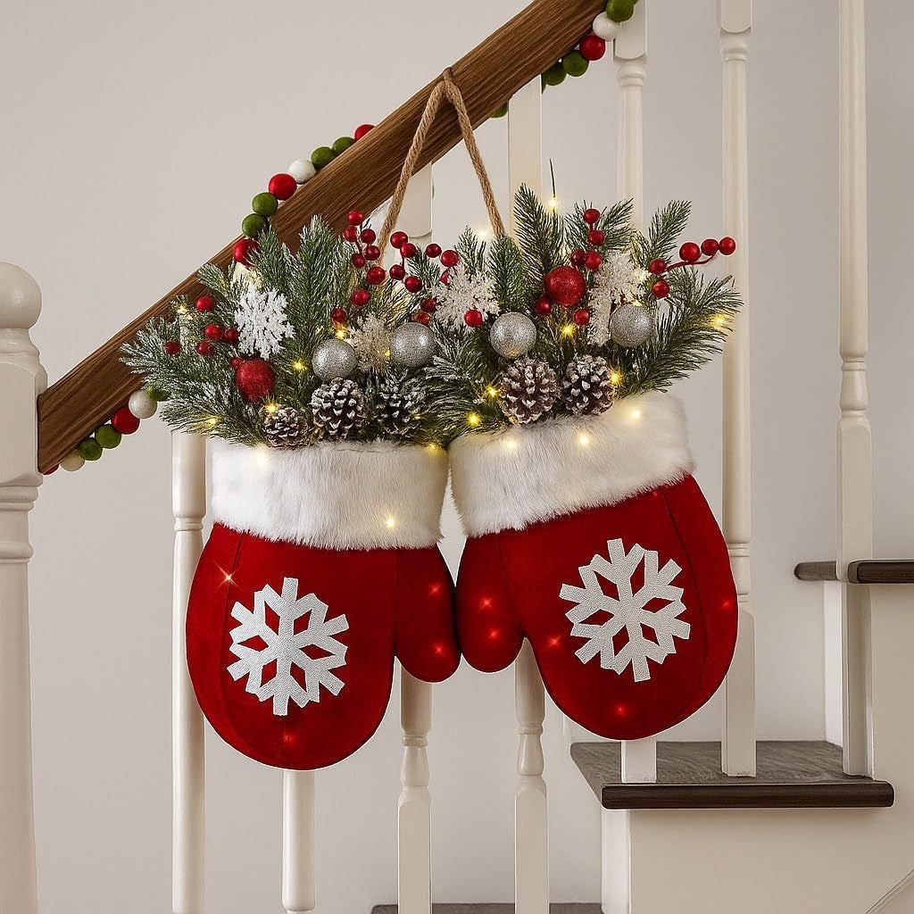 Glittering Christmas Gloves Wreath Christmas Wreath