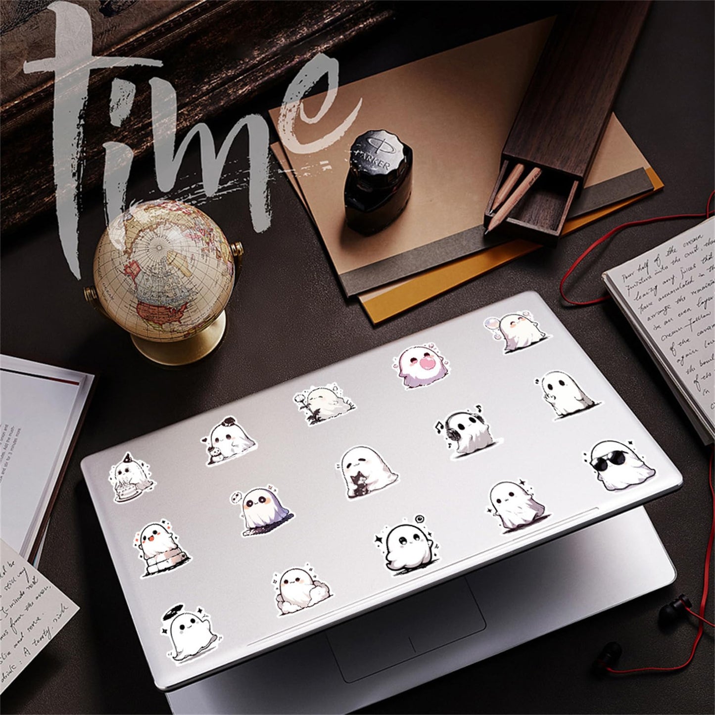 Caakkee 50PCS Ghost Sticker Pack – Cute Cartoon Stickers for Water Bottles & Laptops