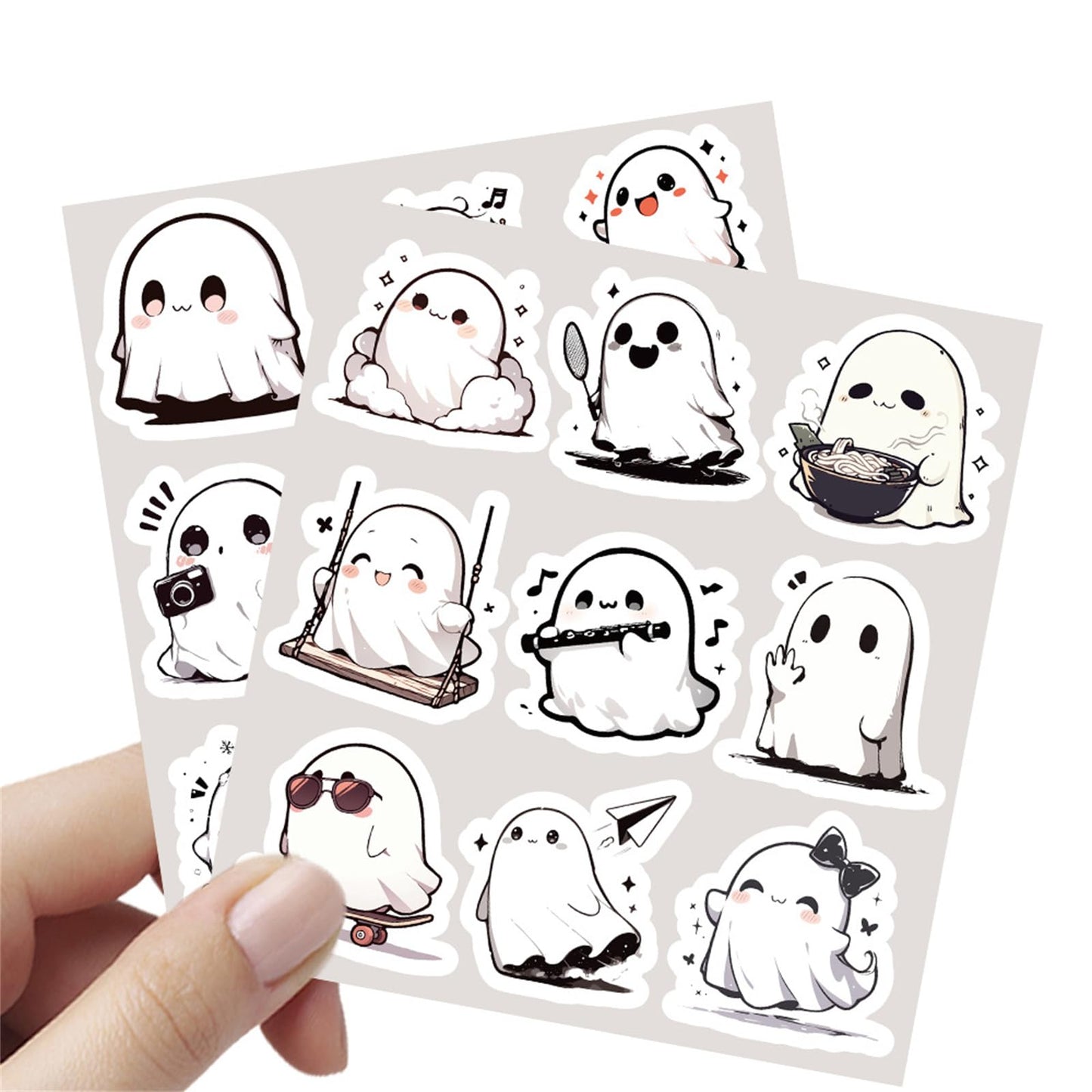Caakkee 50PCS Ghost Sticker Pack – Cute Cartoon Stickers for Water Bottles & Laptops