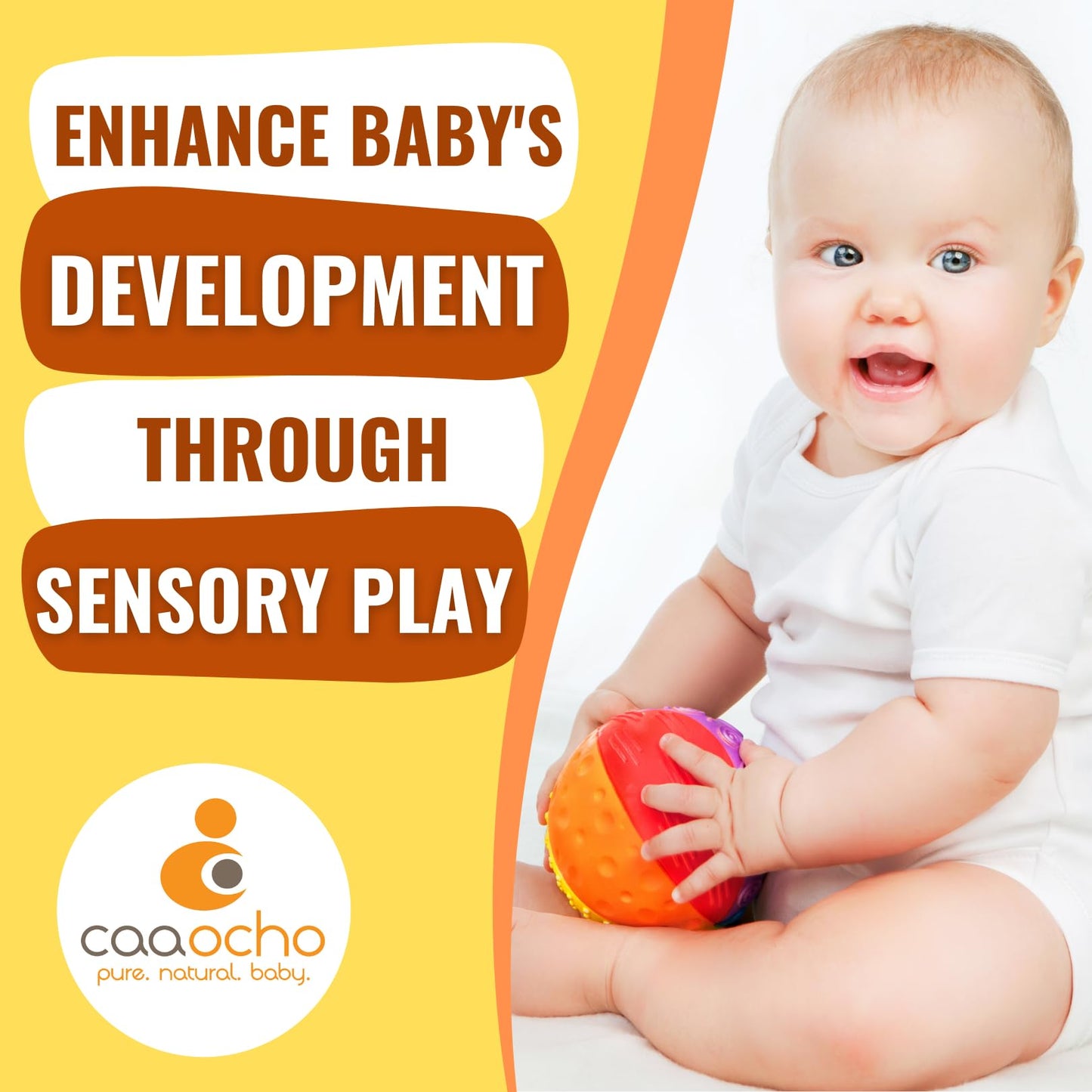 caaocho Pure Natural Rubber Sensory Ball Rainbow 4