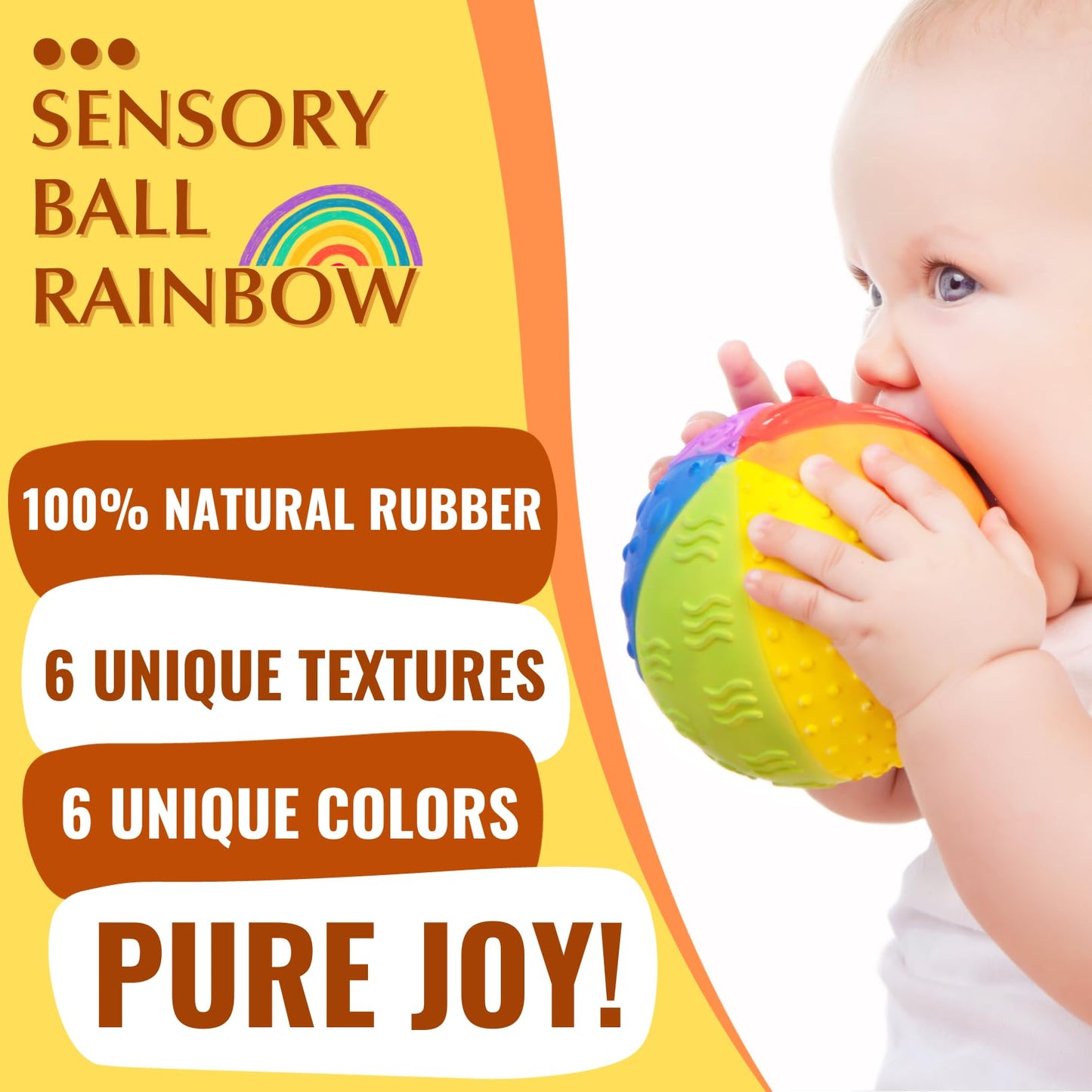 caaocho Pure Natural Rubber Sensory Ball Rainbow 4