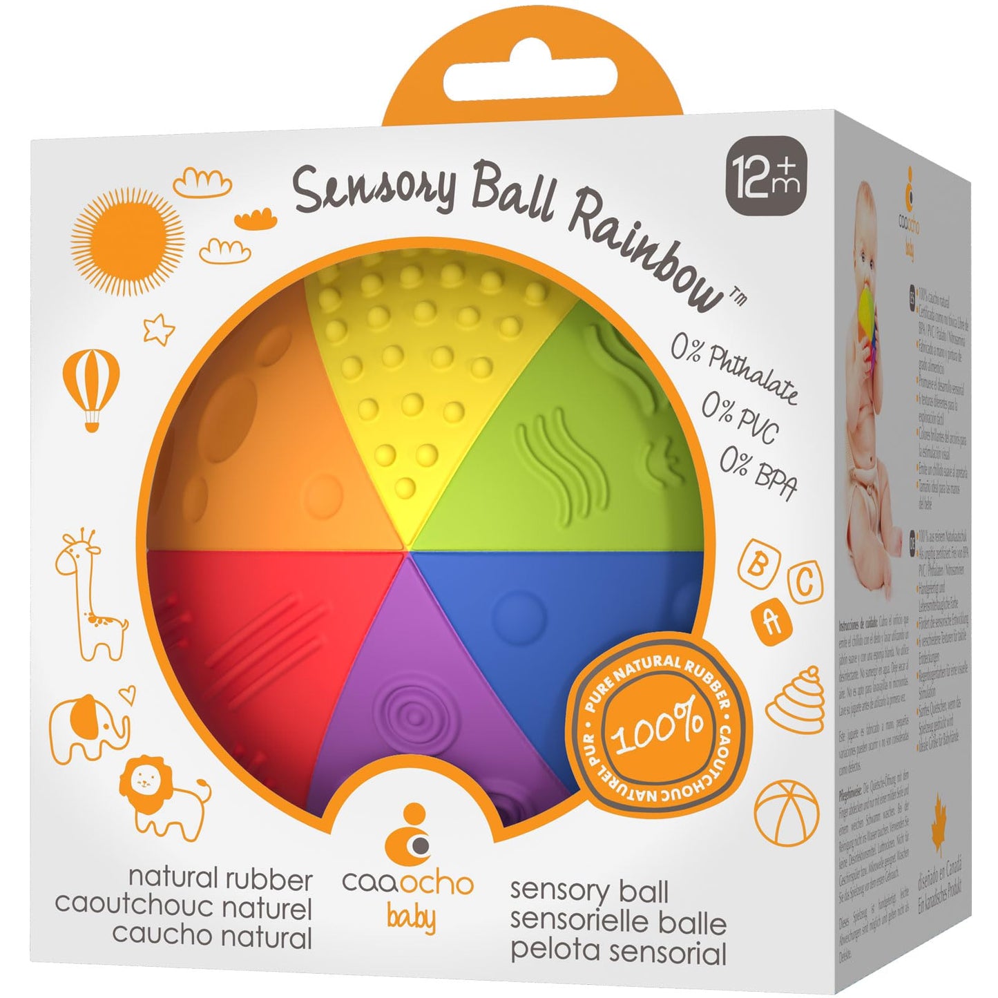 caaocho Pure Natural Rubber Sensory Ball Rainbow 4