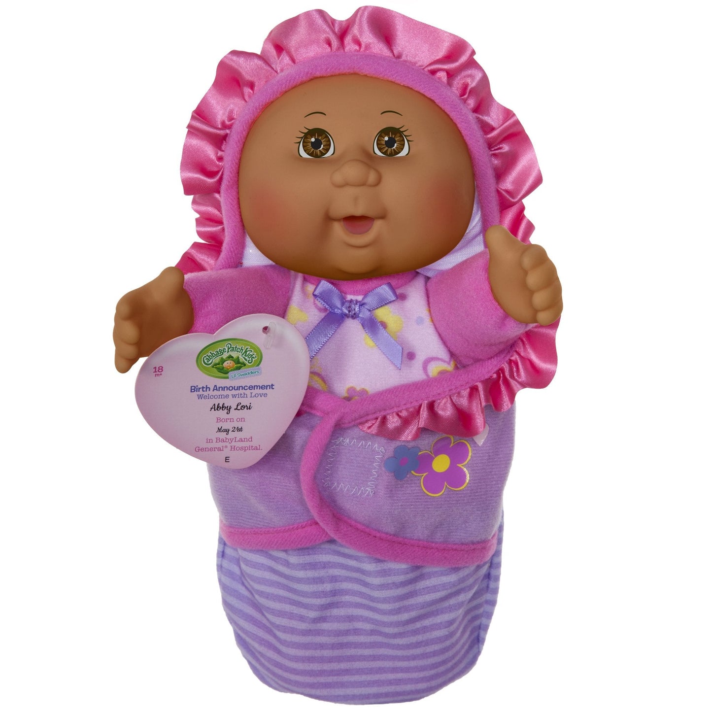 Cabbage Patch Kids Official Newborn African American Girl Doll – 9-Inch Lil' Swaddler with Swaddle and Adoption Birth Announcement