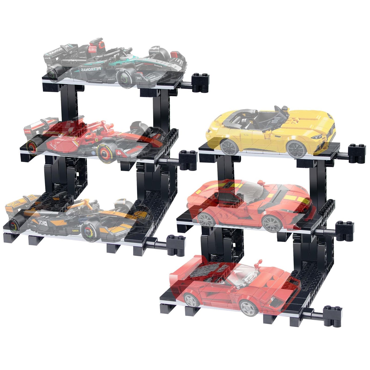 Cabeeskii Car Display Stand – 3-Layer LEGO Speed Champions Compatible (2 Pack)