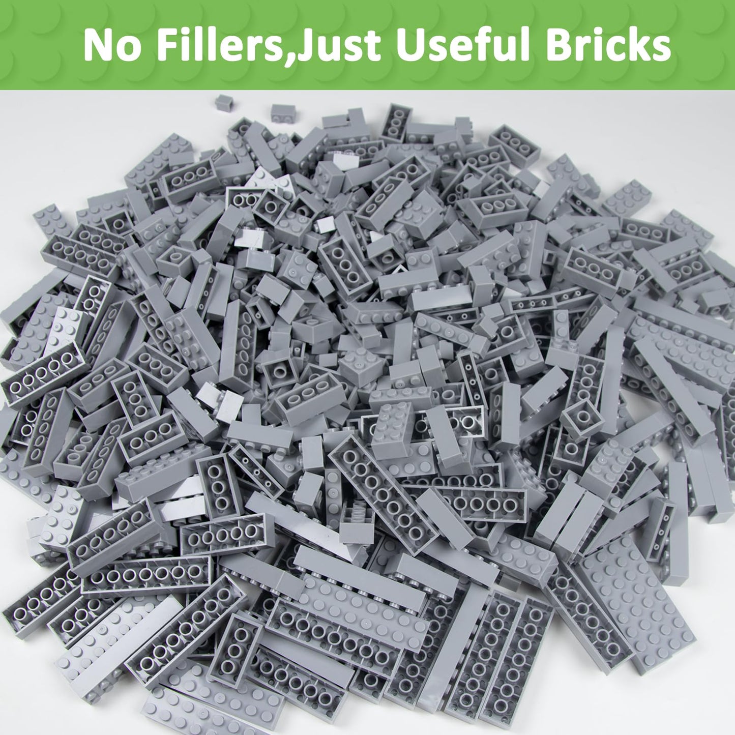 Cabeeskii 560-Piece Gray Building Blocks Set with 2 Base Plates | Compatible with Major Bricks