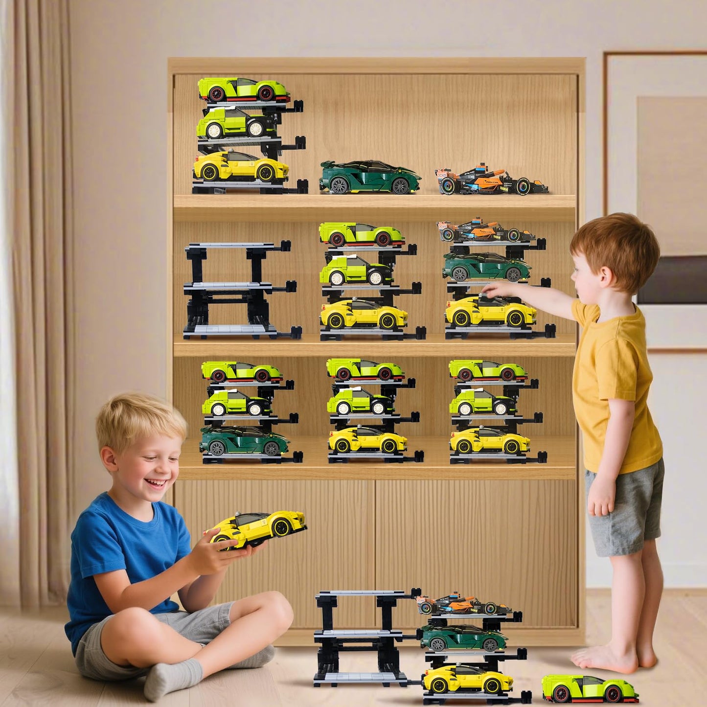 Cabeeskii Car Display Stand – 3-Layer LEGO Speed Champions Compatible (2 Pack)