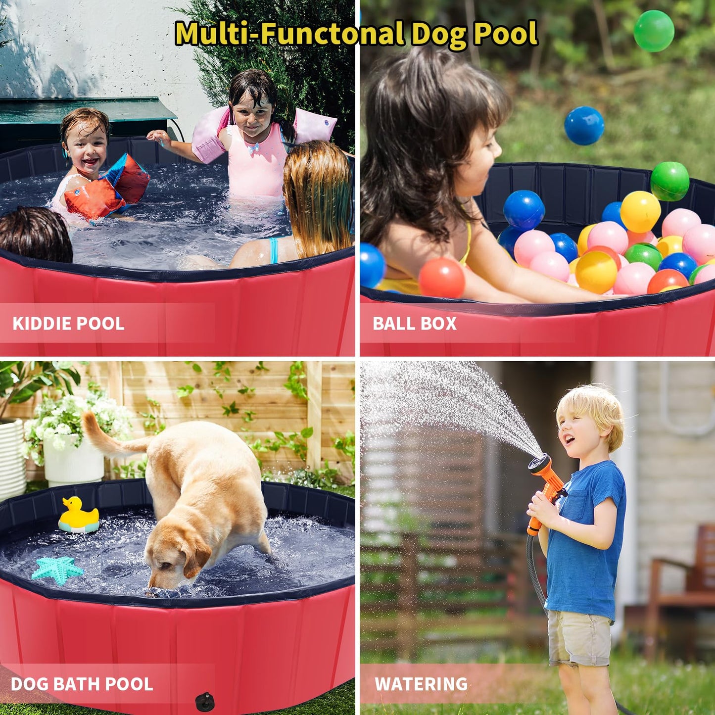 CACSPS Foldable Dog Pool 55x12 in – Portable, Non-Slip Outdoor Bath Tub