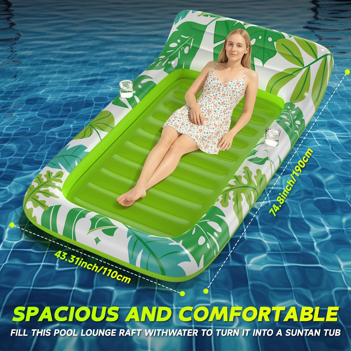 CACSPS 4-in-1 Inflatable Tanning Lounger Float for Adults