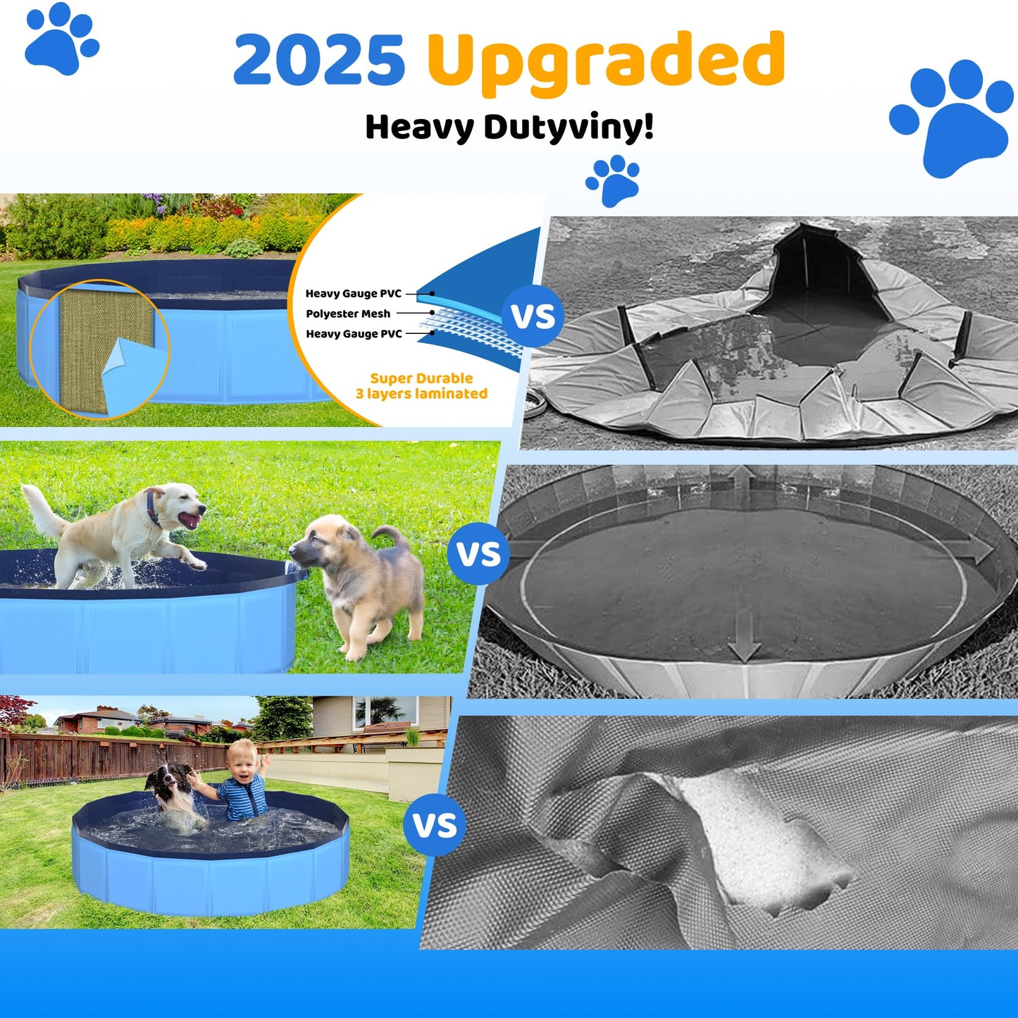 CACSPS Foldable Dog Pool 39.5 x 12 – Portable, Non-Slip