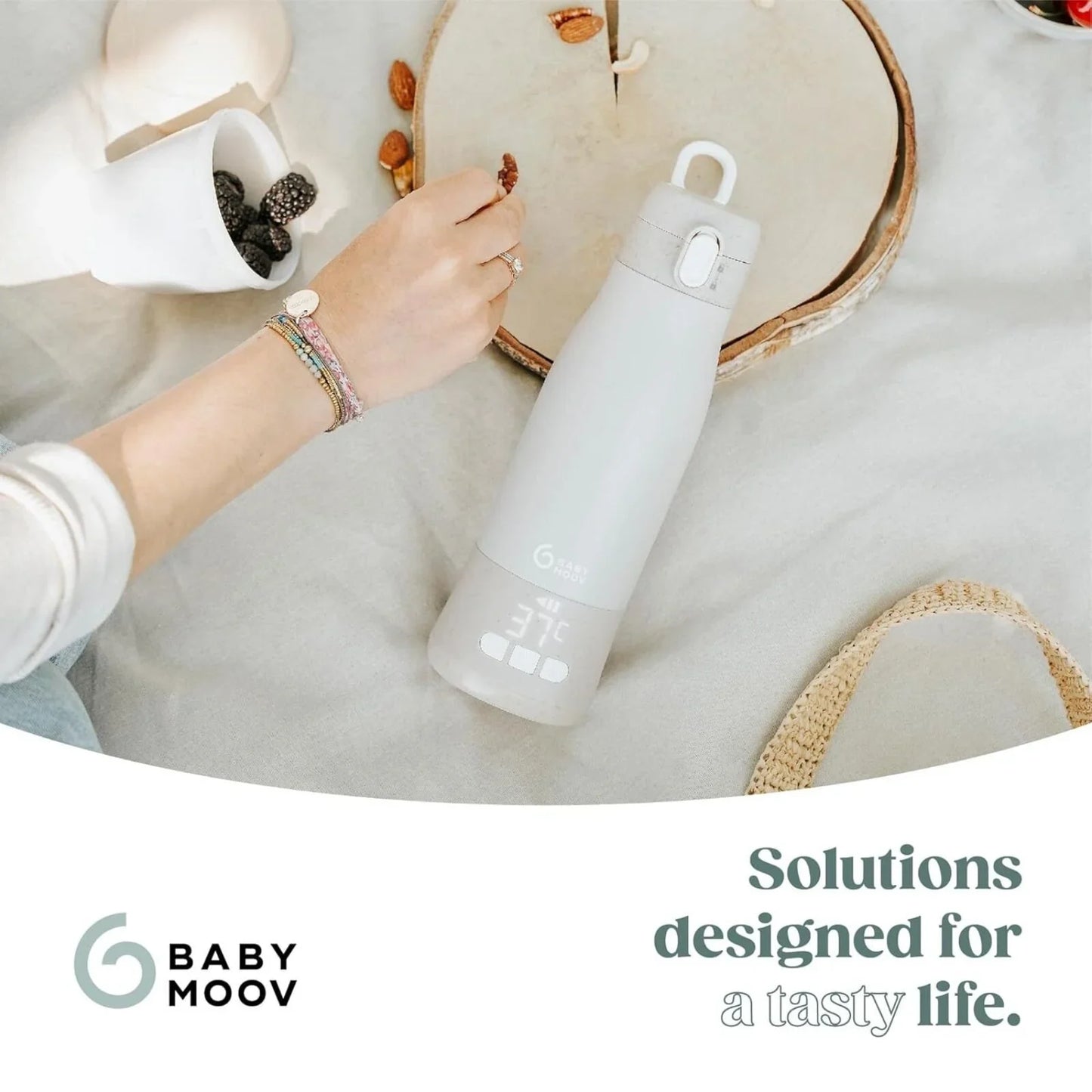 Babymoov Moov & Feed Rechargeable Travel Bottle Warmer - Mineral Beige
