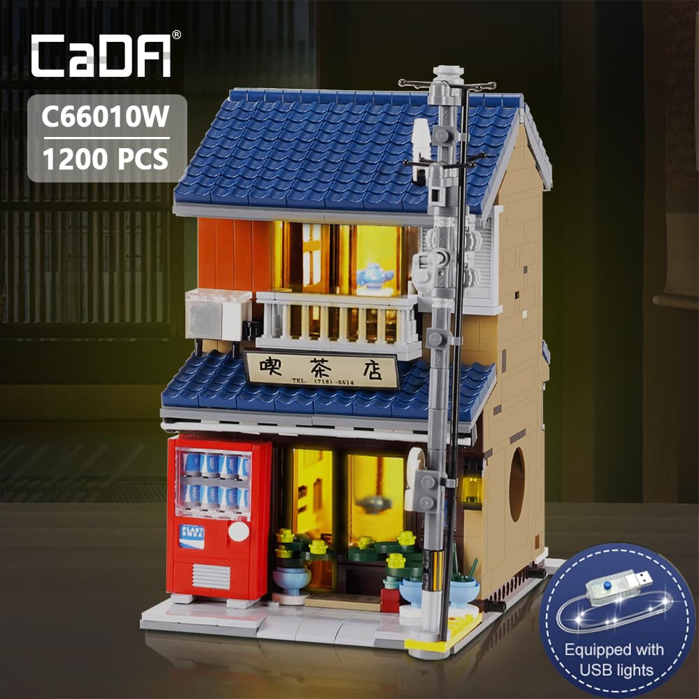 CaDA Japanese Style Tea House Building Block – C66010W with Lights (1200 Pieces)