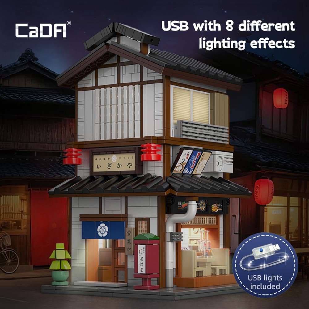 CaDA Master C66019W Yakitori Izakaya House – 1,195-Piece LED Brick Kit for Adults