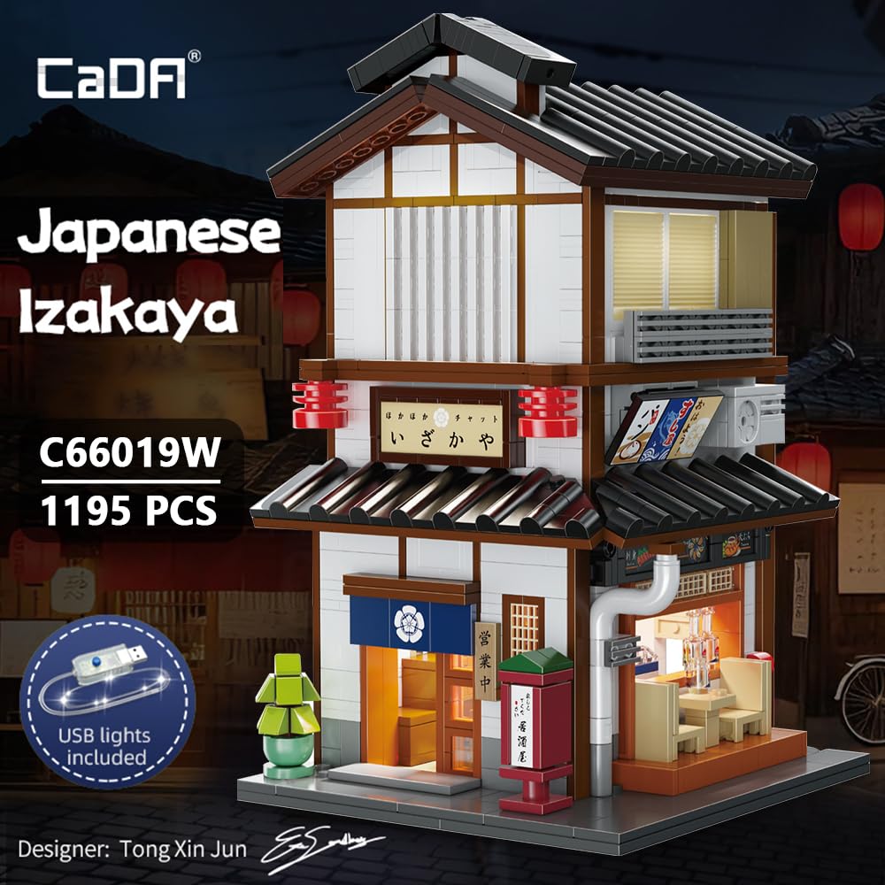 CaDA Master C66019W Yakitori Izakaya House – 1,195-Piece LED Brick Kit for Adults