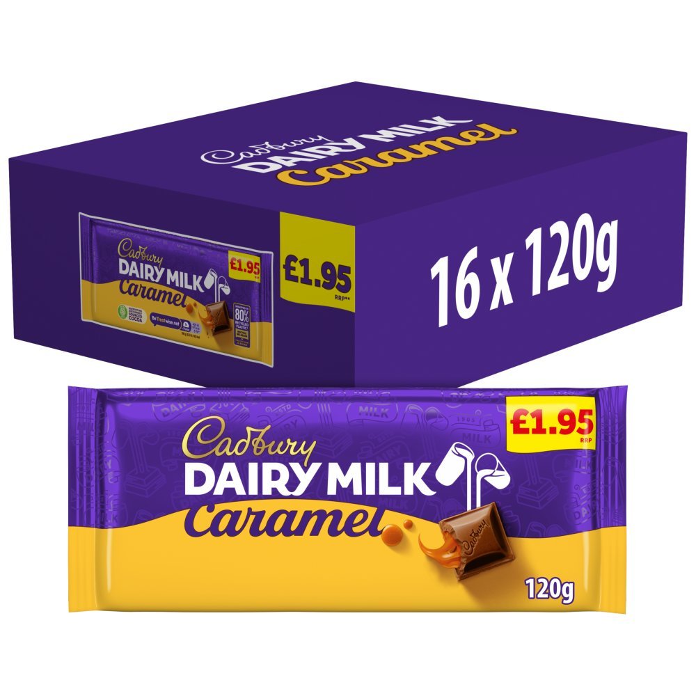 Cadbury Dairy Milk Caramel Chocolate Bar PMP 120g (Case of 16)