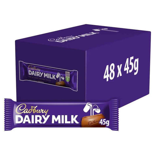 Cadbury Dairy Milk Chocolate Bar 45g (Pack of 48)