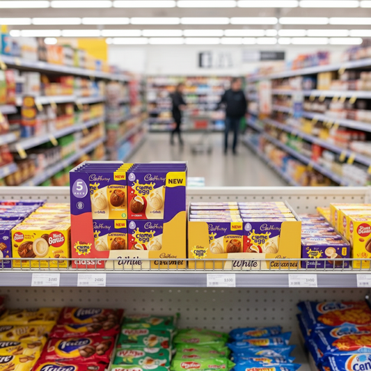 28 x Cadbury Mixed Caramel, White & Creme Egg 5 Pack - 200GM