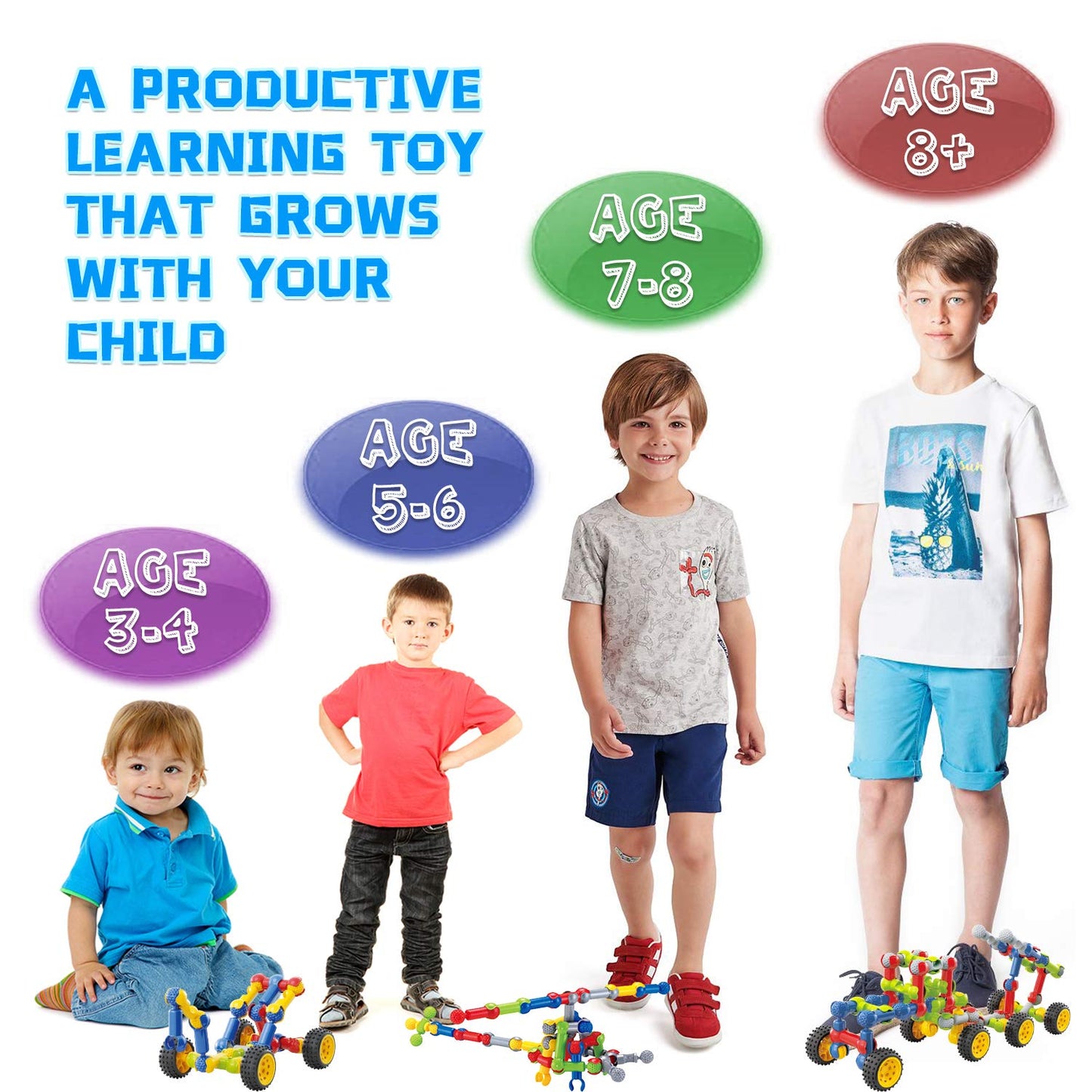 Caferria Kids Building Kit STEM Toys - 110 Pcs Construction Set for Ages 3-10