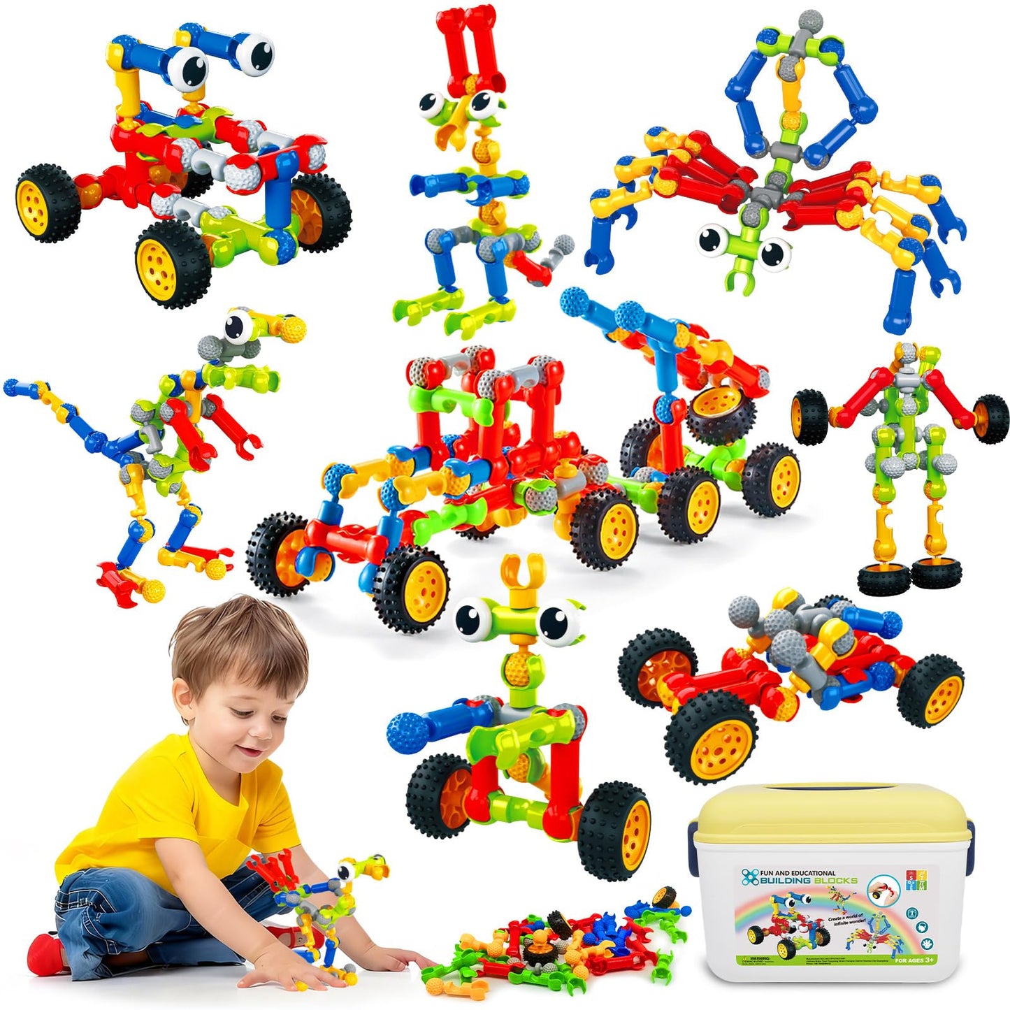 Caferria Building Blocks STEM Toys – 142 Pcs for 3–8 Years