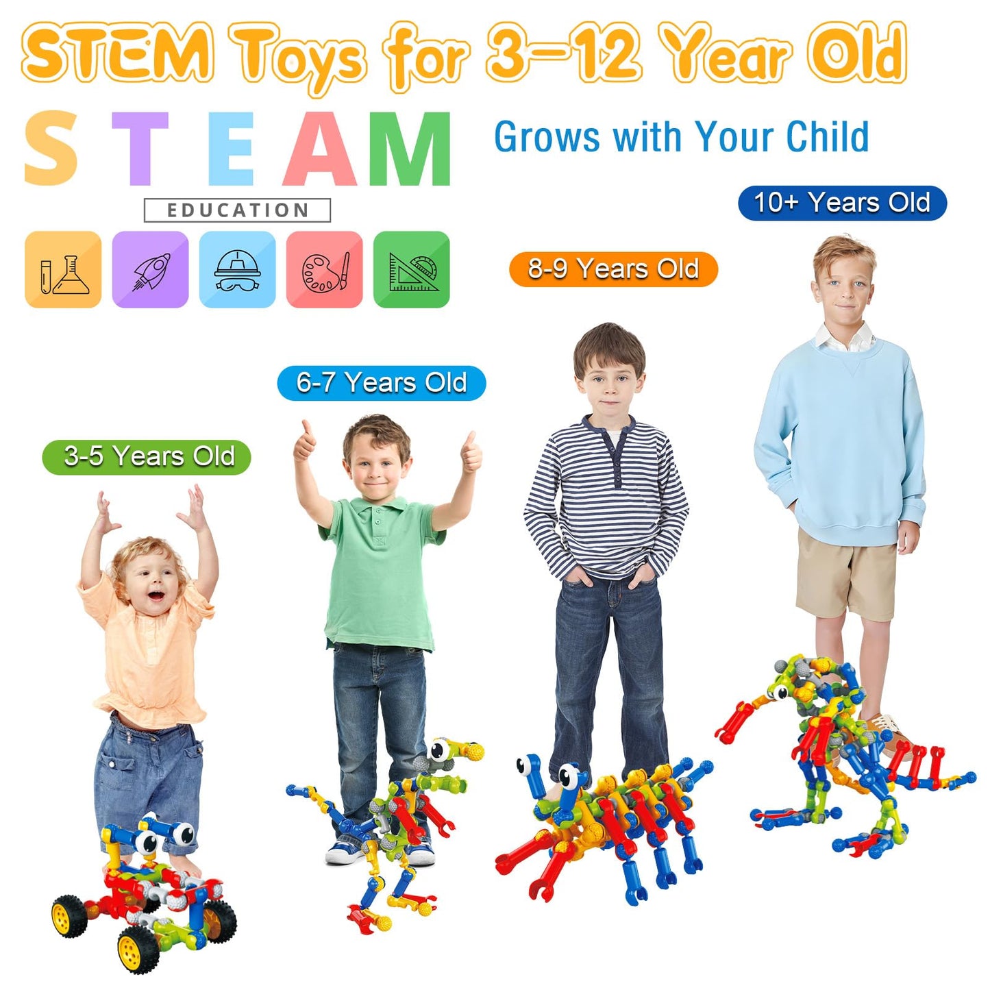 Caferria Building Blocks STEM Toys – 142 Pcs for 3–8 Years