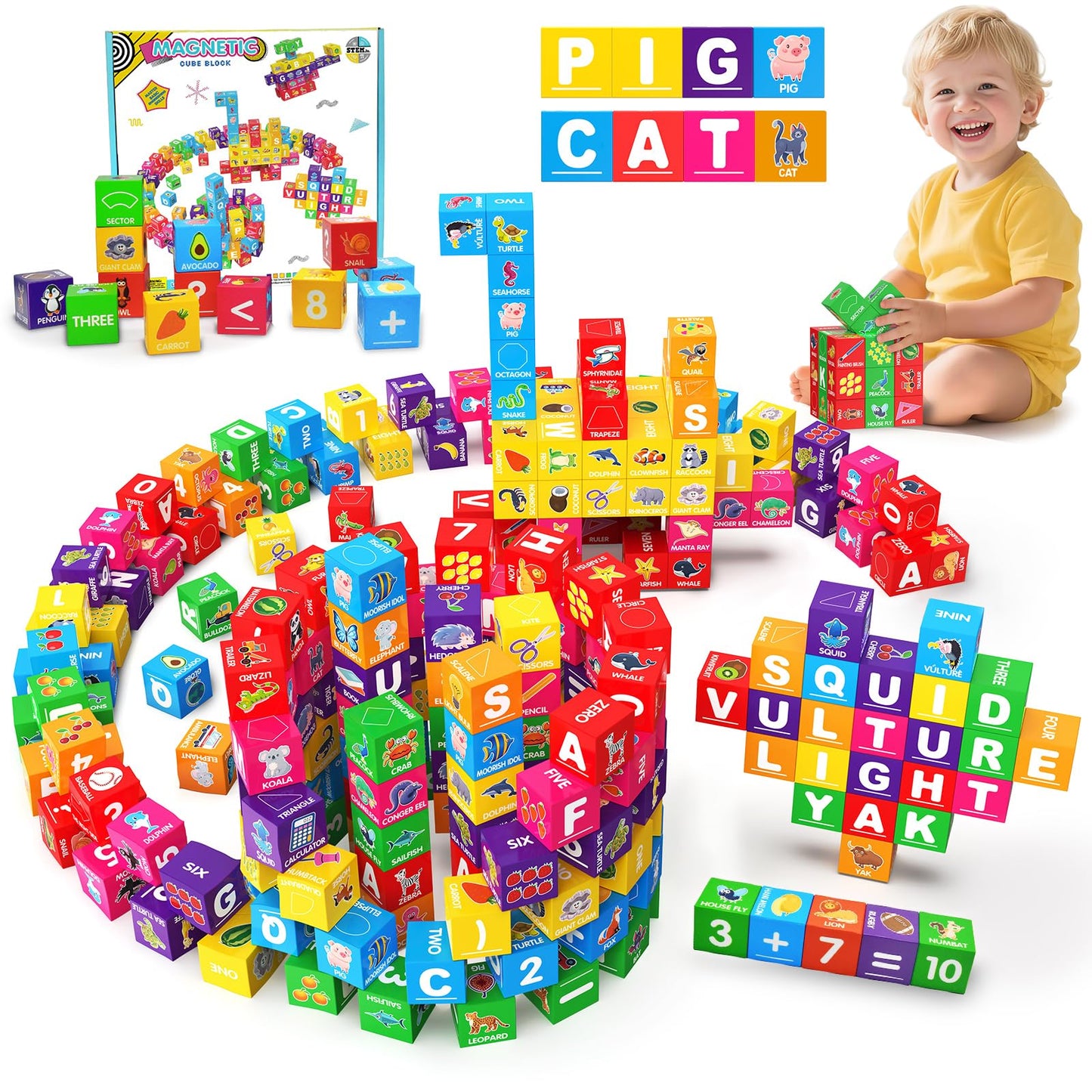 Caferria Magnetic Blocks for Toddlers 1-3 | 36-Piece STEM Learning Toys
