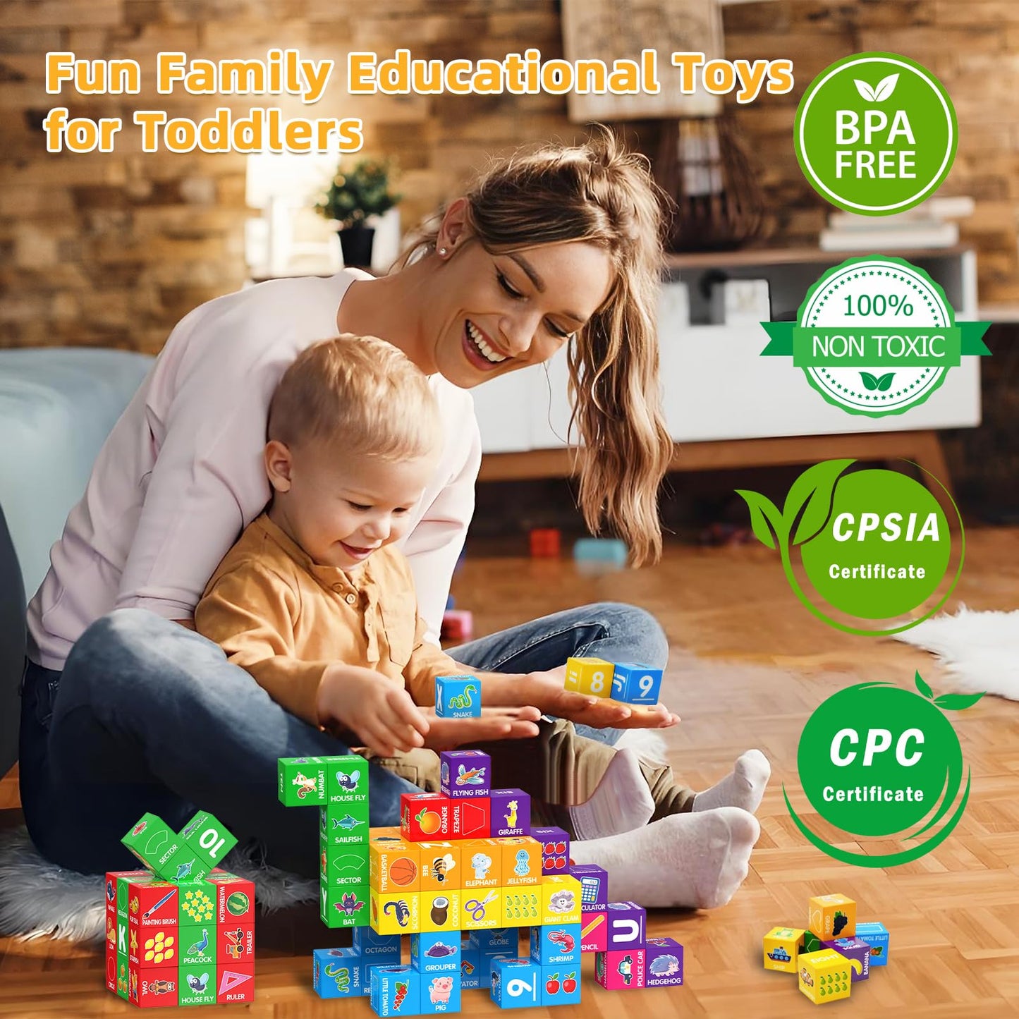 Caferria Magnetic Blocks for Toddlers 1-3 | 36-Piece STEM Learning Toys