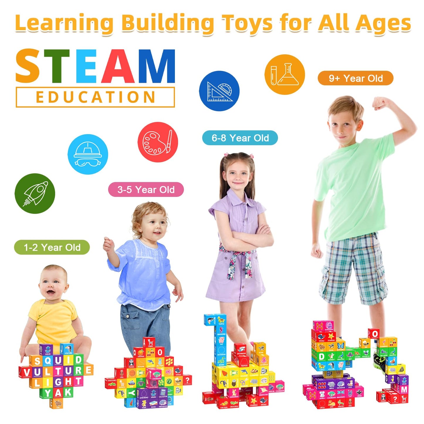 Caferria Magnetic Blocks for Toddlers 1-3 | 36-Piece STEM Learning Toys