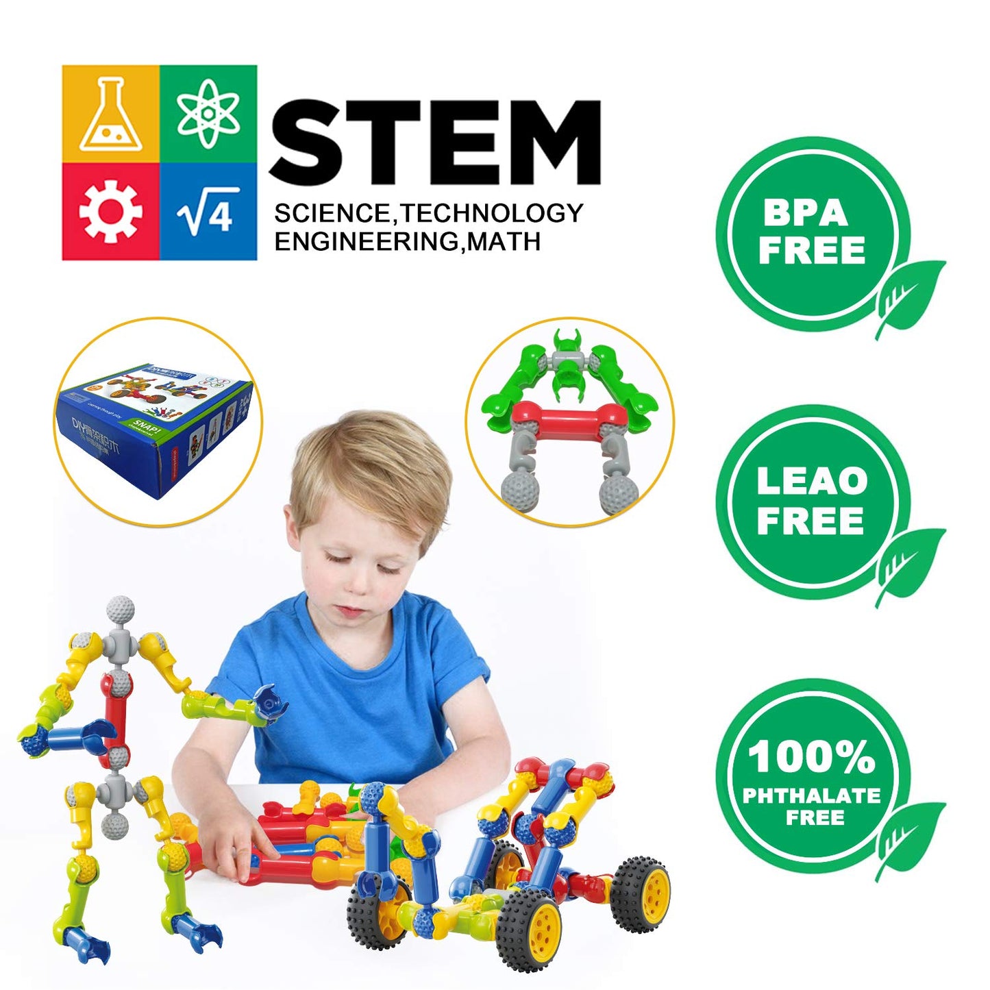Caferria Kids Building Kit STEM Toys - 110 Pcs Construction Set for Ages 3-10