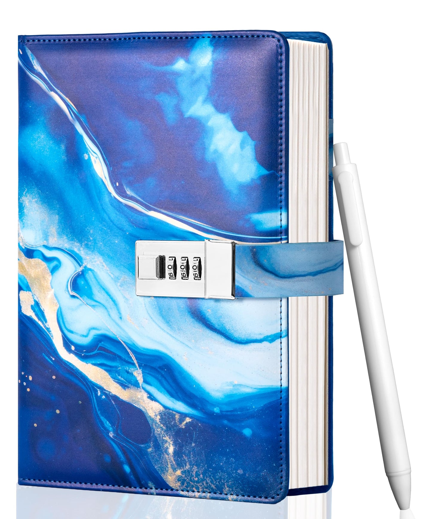 CAGIE Locked Diary for Girls – A5 Password Journal with 3-Digit Code, Refillable Pages, Blue
