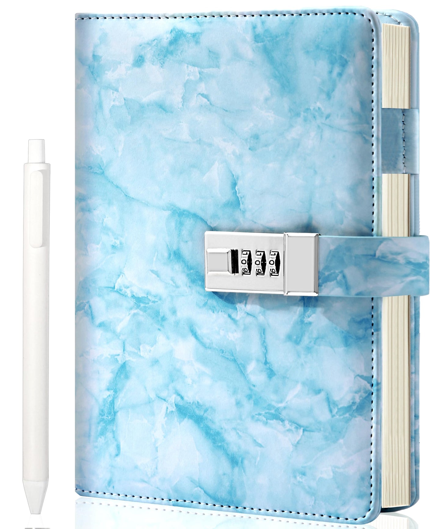 CAGIE Marble Diary with Lock – A5 Waterproof Locked Journal for Girls & Women, 192 Pages, Pen Included
