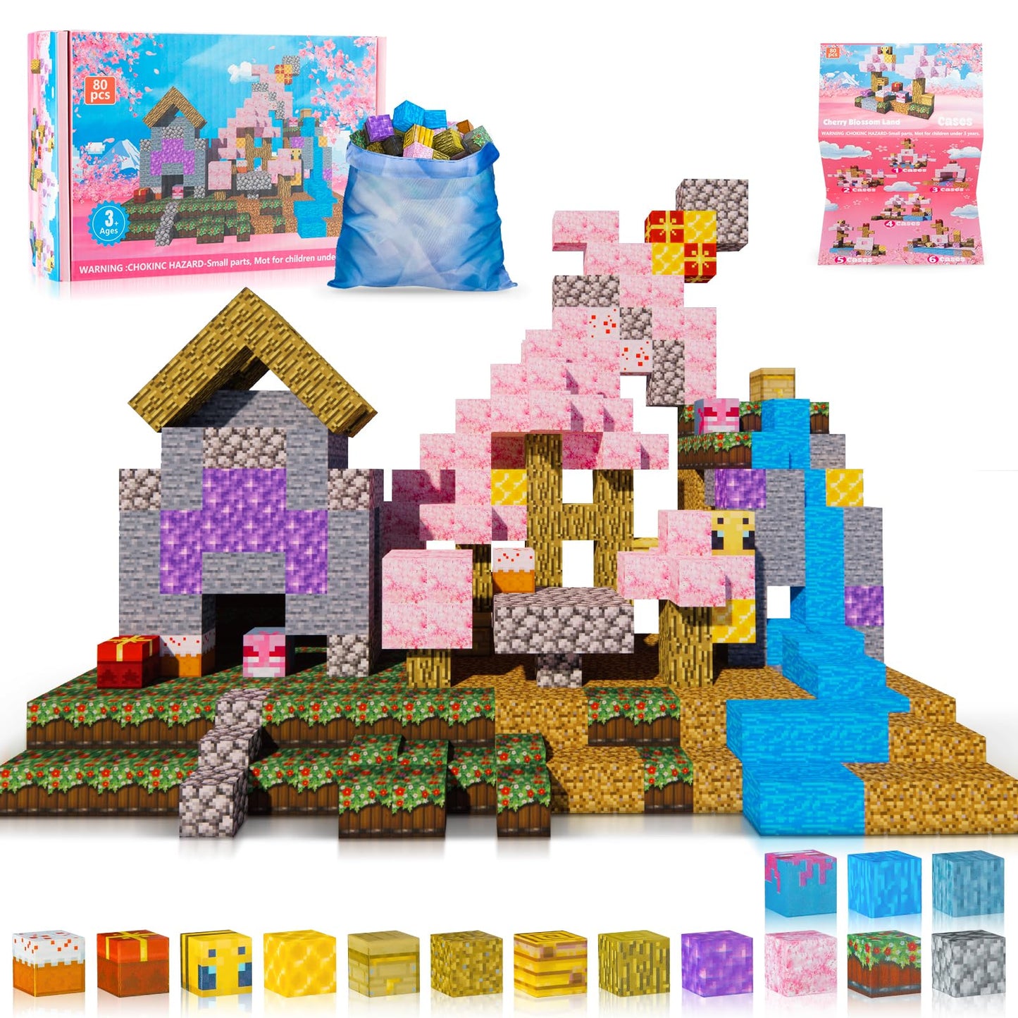 Cagwulle Building Blocks Toy – 80pc Magnetic 3D Cubes for STEM & Creative Play