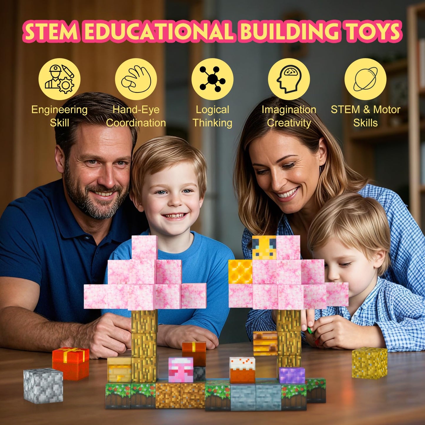 Cagwulle Building Blocks Toy – 80pc Magnetic 3D Cubes for STEM & Creative Play