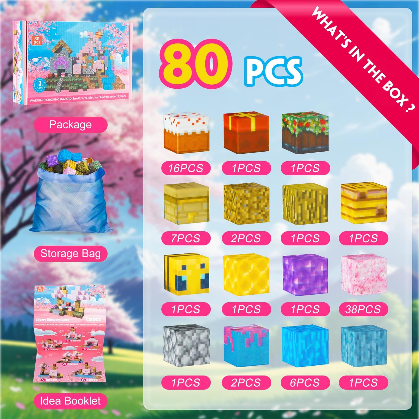 Cagwulle Building Blocks Toy – 80pc Magnetic 3D Cubes for STEM & Creative Play
