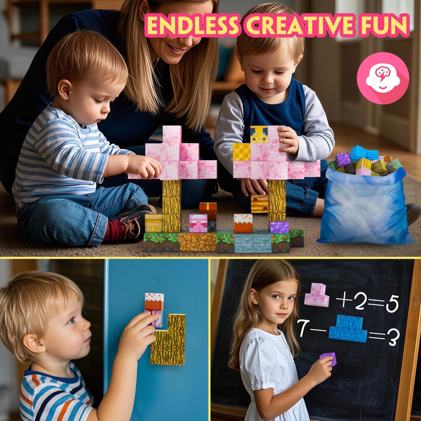 Cagwulle Building Blocks Toy – 80pc Magnetic 3D Cubes for STEM & Creative Play