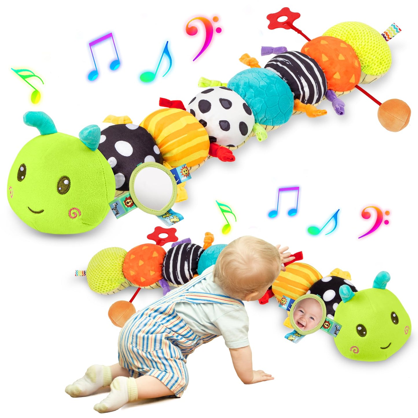 CAHILON Baby Sensory Toys 0-18 Months | 5-in-1 Musical Plush Caterpillar