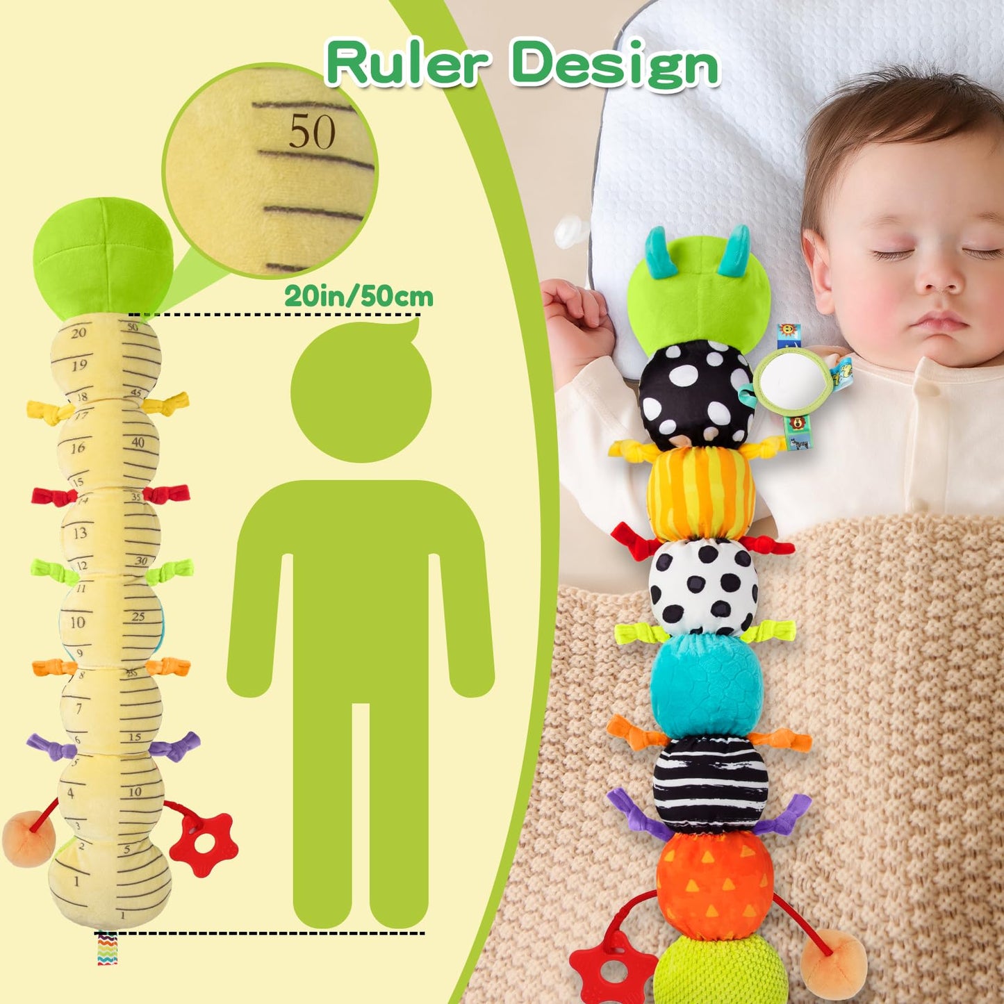 CAHILON Baby Sensory Toys 0-18 Months | 5-in-1 Musical Plush Caterpillar