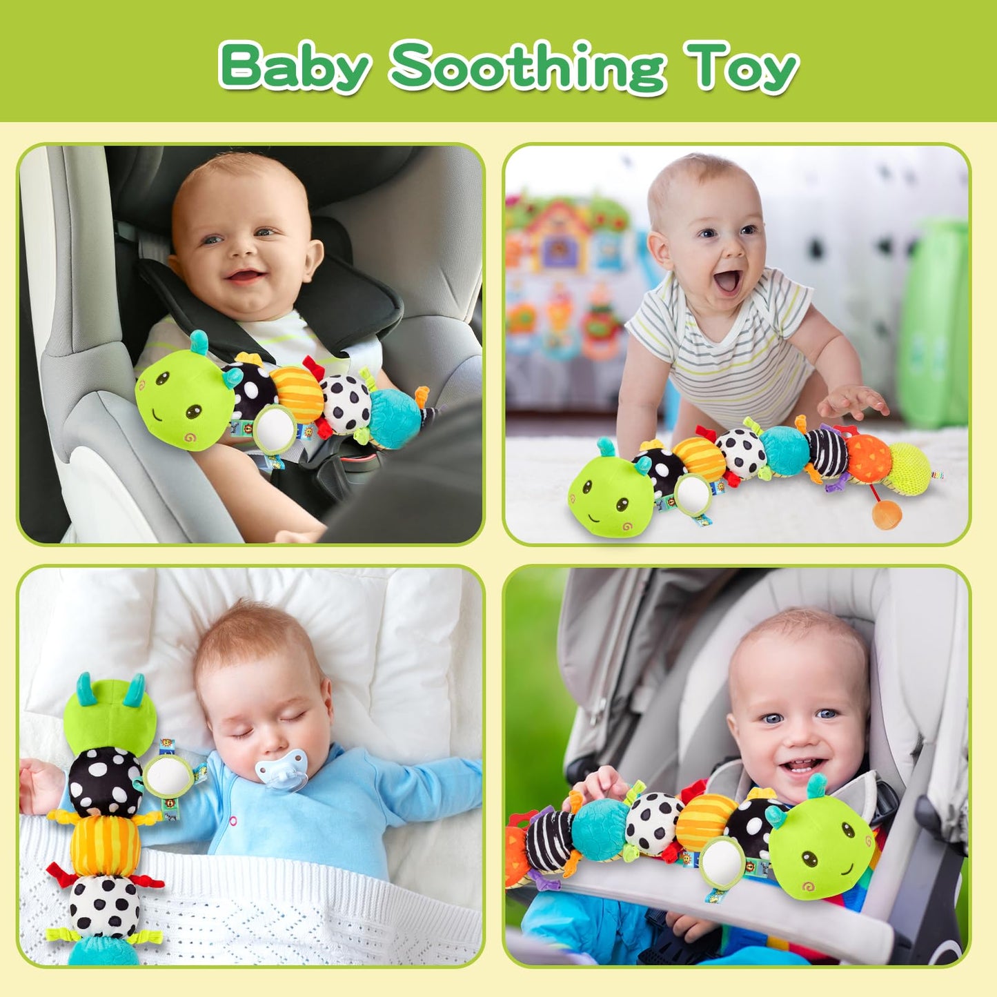 CAHILON Baby Sensory Toys 0-18 Months | 5-in-1 Musical Plush Caterpillar