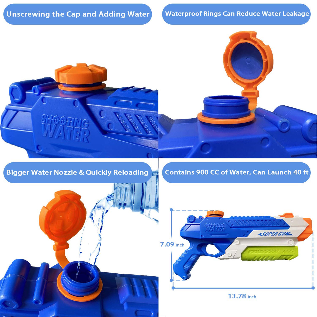 Cakuni Water Guns 2-Pack – 14in, 1000cc Capacity, 45ft Range for Pool & Backyard Fun