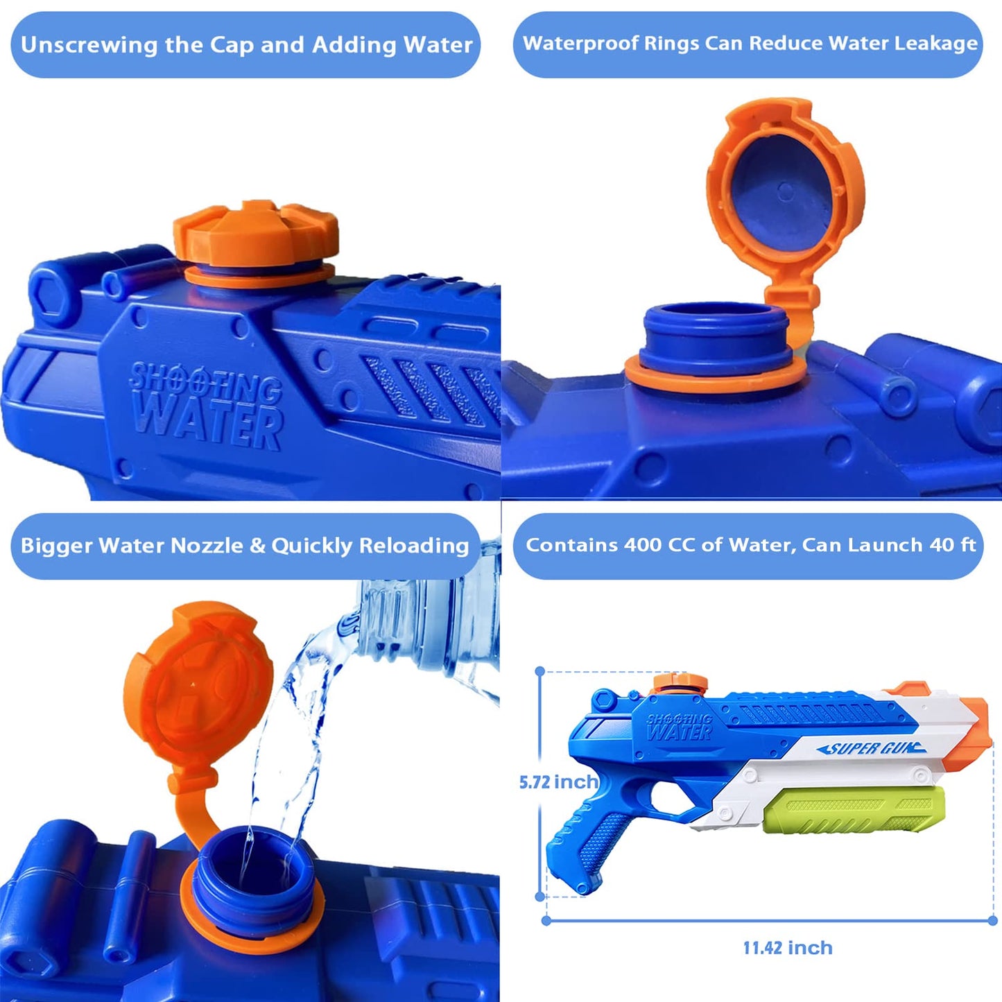 Cakuni Water Guns for Kids – 2 Pack, 400cc, 30ft Soaker Squirt Guns for Pool Beach