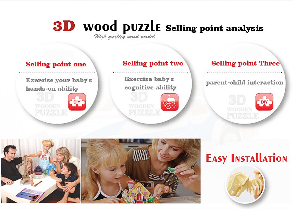 Calary 3D Wooden Dinosaur Puzzle — Set of 6 | DIY for Kids & Adults