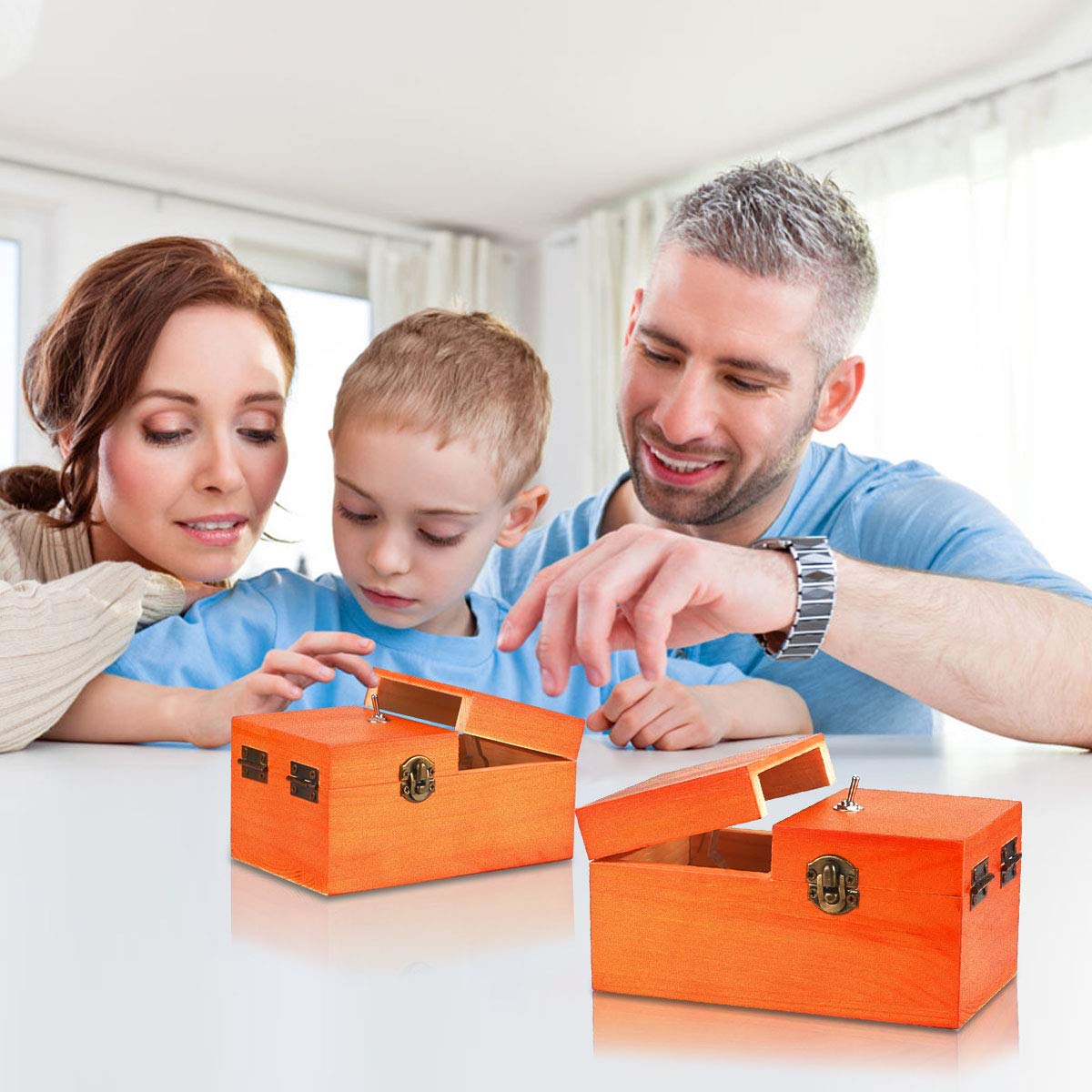 Calary Useless Box – Fully Assembled Wooden Box with Push Button (Brown)
