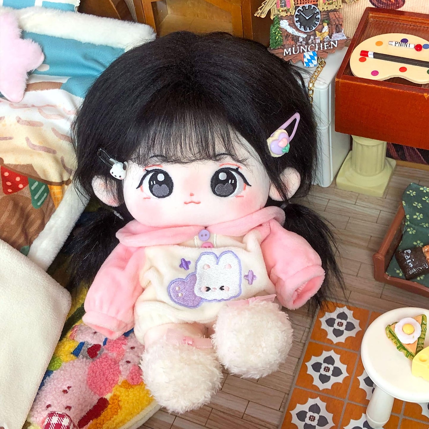 CALEMBOU Plush Doll 20cm – Cute Skeleton Anime Plush with Clothes