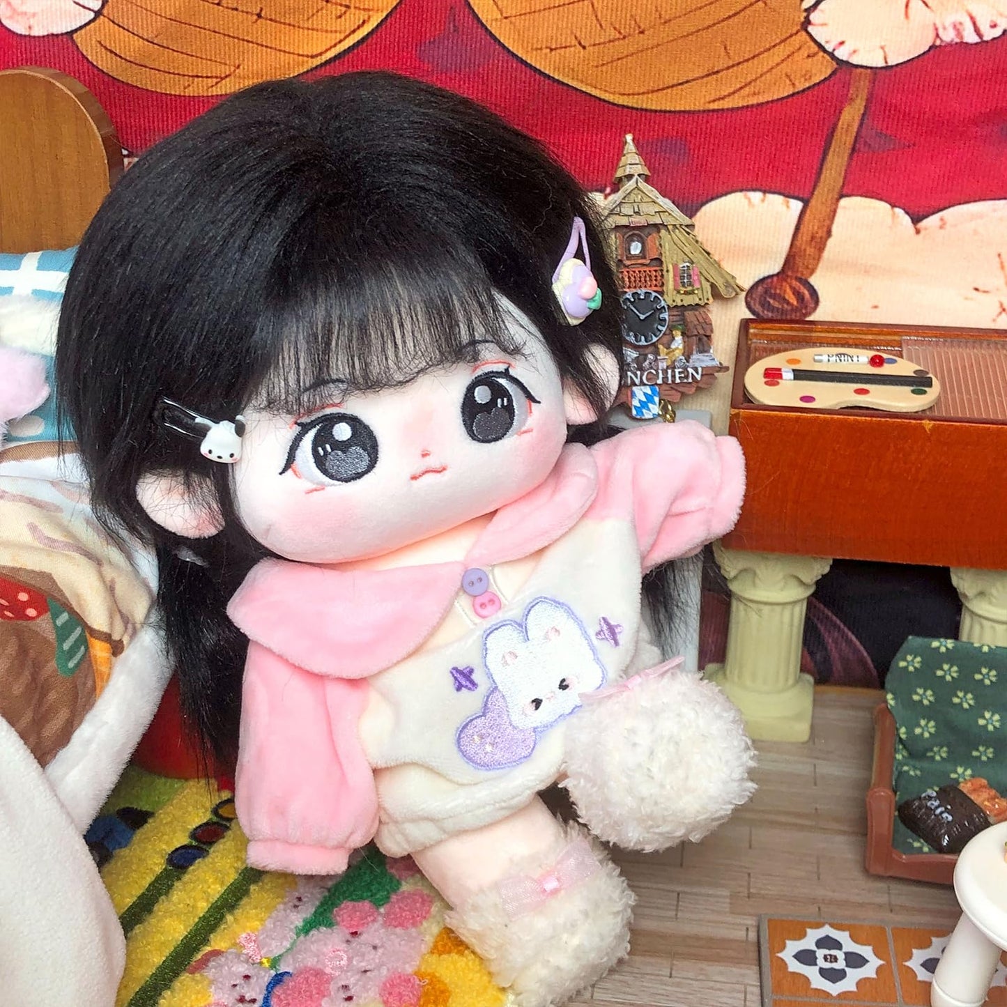 CALEMBOU Plush Doll 20cm – Cute Skeleton Anime Plush with Clothes