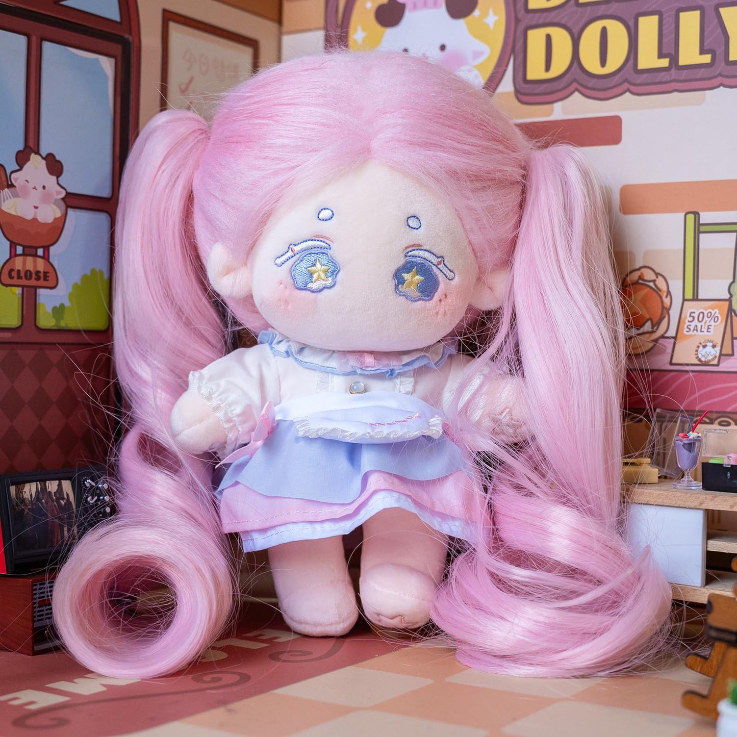 CALEMBOU Plush Doll 20cm with Skeleton – Cute Dress-Up Toy, Kawaii Gift with Clothes