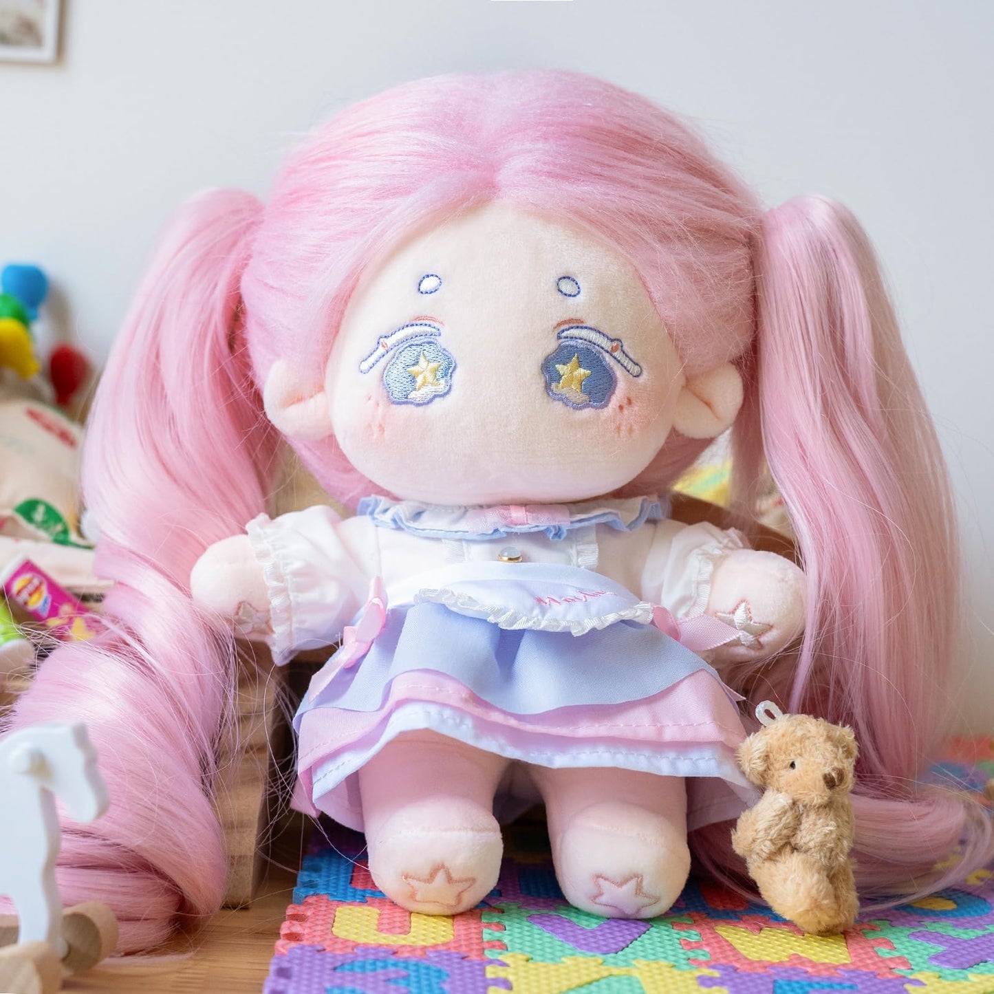 CALEMBOU Plush Doll 20cm with Skeleton – Cute Dress-Up Toy, Kawaii Gift with Clothes