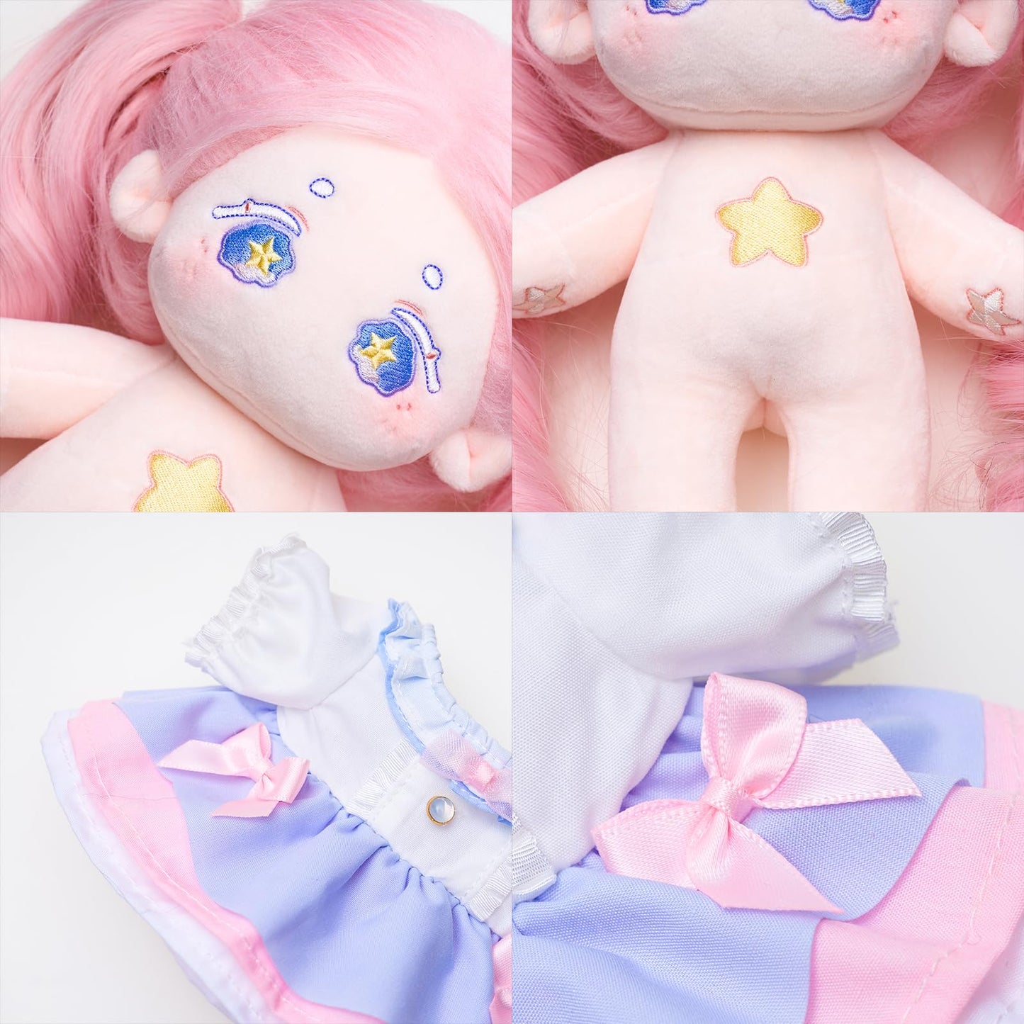 CALEMBOU Plush Doll 20cm with Skeleton – Cute Dress-Up Toy, Kawaii Gift with Clothes