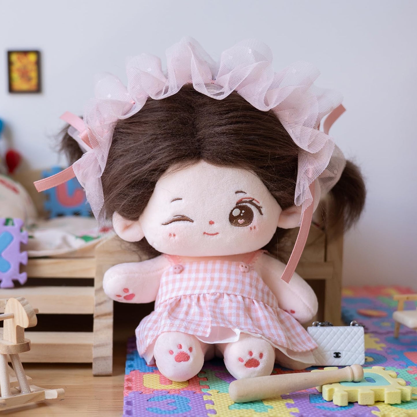 CALEMBOU Plush Doll Winkii 20cm – Cute Dress-Up Doll, Kawaii Anime Plush Toy